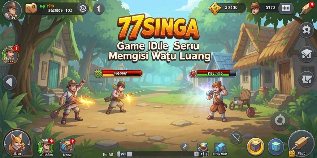 Screenshot gameplay 77SINGA menampilkan karakter yang sedang bertarung.