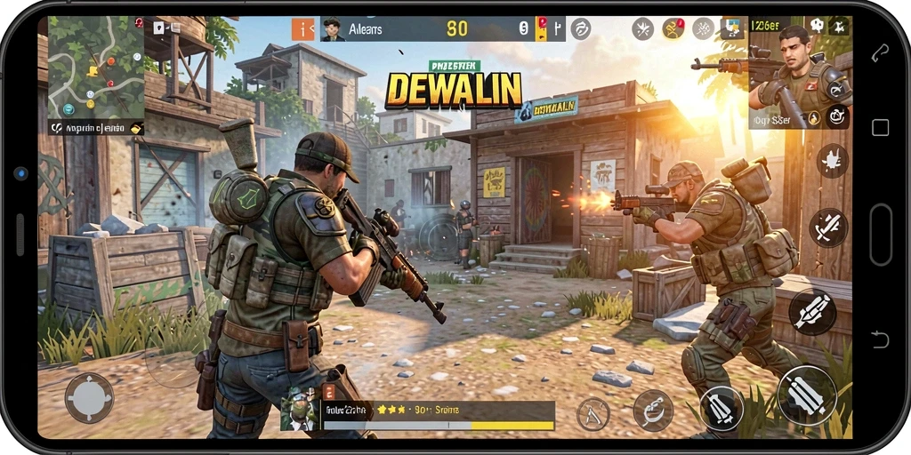 Tampilan gameplay seru DEWALIN dalam pertempuran Battle Royale.
