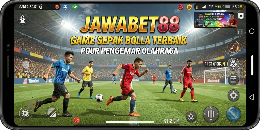 Screenshot utama JAWABET88 menampilkan aksi seru permainan sepak bola.