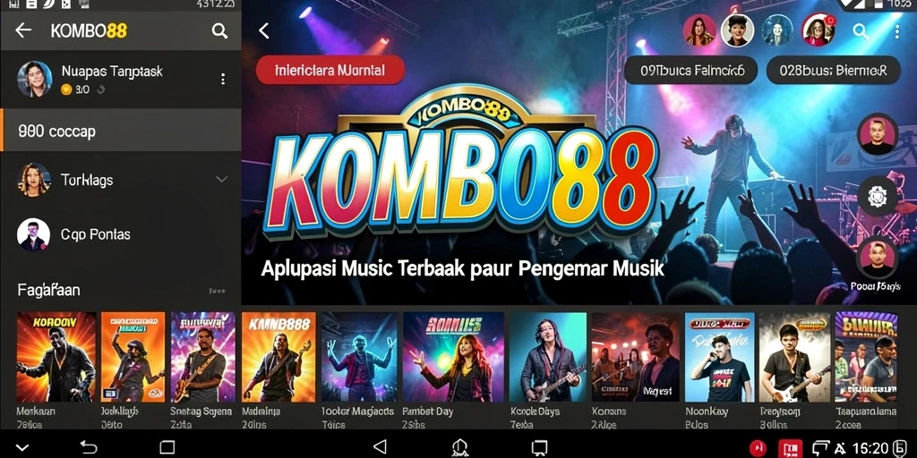 Tampilan gameplay seru di KOMBO88 dengan berbagai lagu.