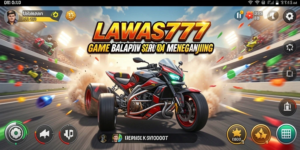 Screenshot menampilkan aksi balapan seru di LAWAS777.