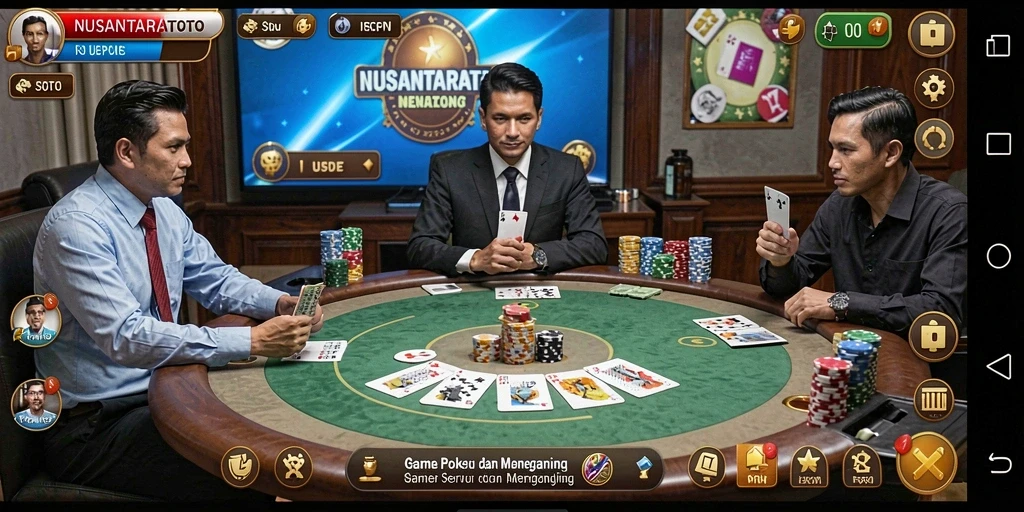 Tampilan gameplay seru dalam permainan Poker NUSANTARATOTO.