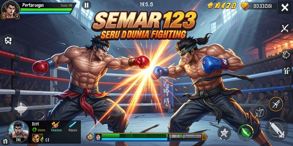 Tangkapan layar gameplay SEMAR123 menampilkan pertarungan seru antara karakter-karakter ikonik.
